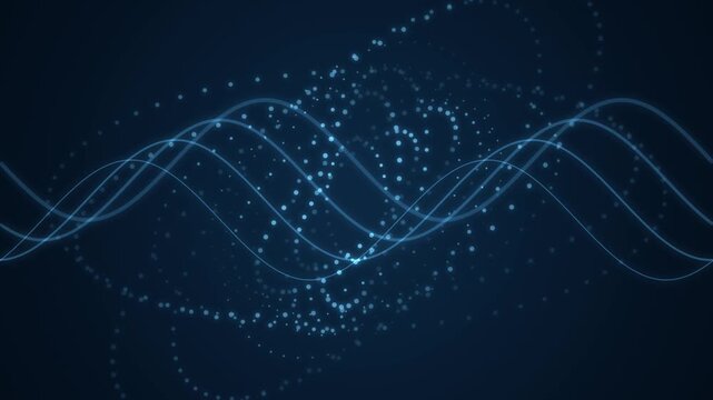Abstract digital wave pattern with glowing dots on transparent background