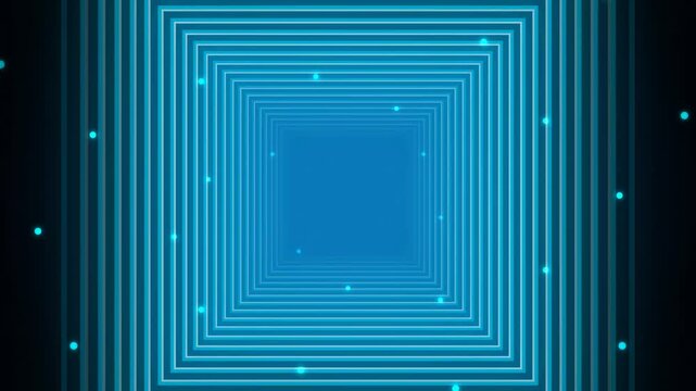 Geometric abstract design with glowing concentric squares and dots