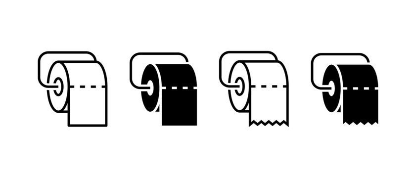 Toilet Paper Roll On Holder Vector Icon. Washroom And Sanitary Outline Symbol