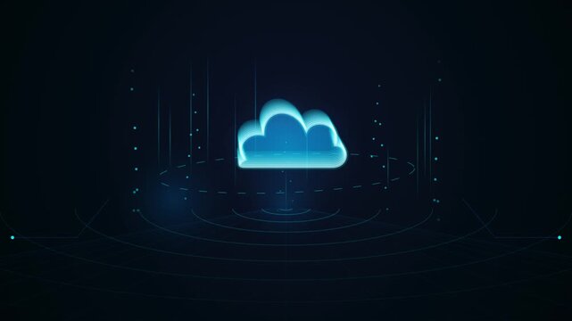 Modern glowing cloud icon with futuristic network connection design elements