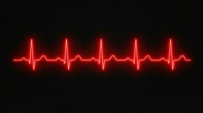 Heartbeat monitor line showing red glowing pulse on black background
