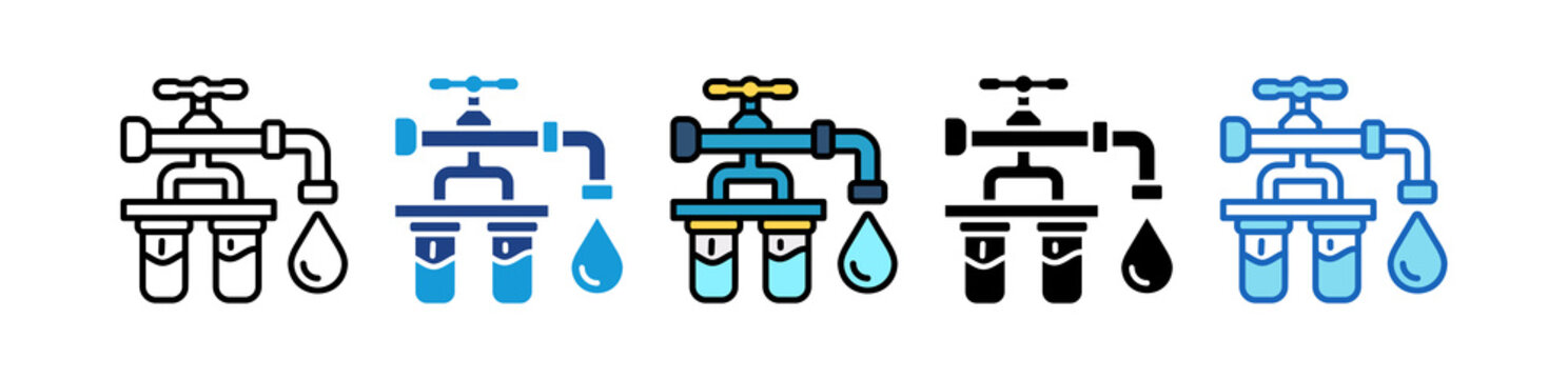Water Filtration multiple icon illustration