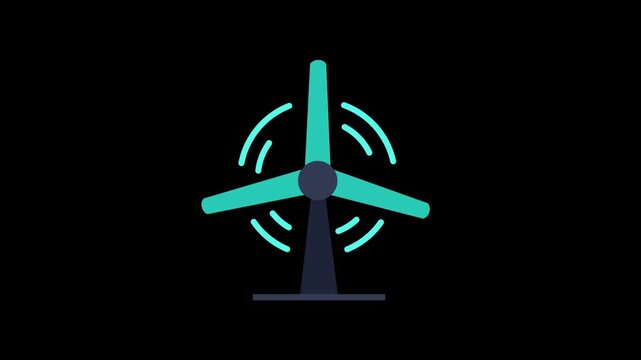 Animated wind turbine icons rotating on a transparent background