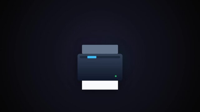Minimalist digital printer icon animation with loading progress