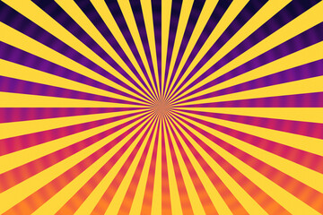 Obraz premium Colorful sunburst background with yellow and purple rays
