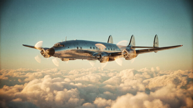 Classic Four-Engine Passenger Aircraft in Golden Age Aviation Style