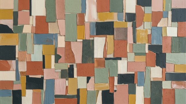 アースカラーのブロックで構成された現代的なアートテクスチャ背景