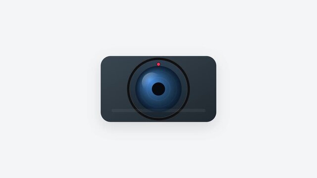 Modern Surveillance Camera Icon with Panning Lens and Blinking Red Recording Indicator