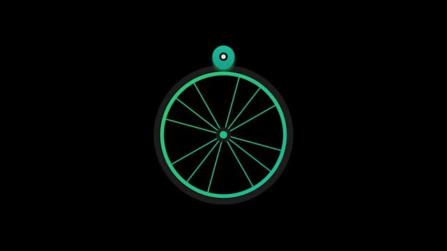 Green Teal Bike Share Wheel Icon with Glowing Location Pin Mapping Navigation Loop