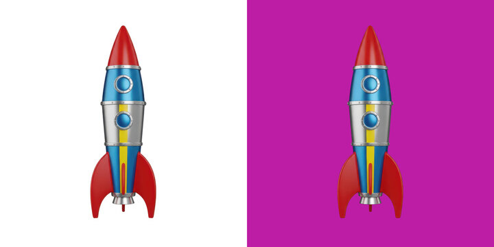Colorful rockets pair on purple background transparent png