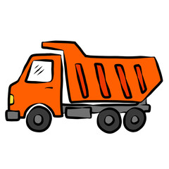 Orange Dump Truck Cartoon Clipart Illustration Isolated on Transparent PNG © Jojo's Layers