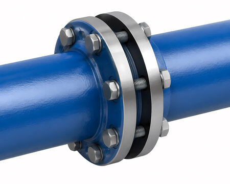 Flanged water pipe bolted joint illustration