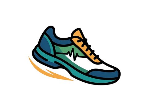 Running shoe vector icon with heartbeat pulse line design