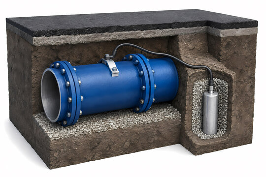 Water main cathodic protection anode illustration