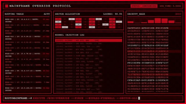 Mainframe Override Protocol Hacker Terminal Animation.