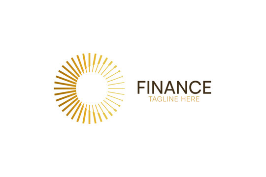 Gold Sunburst Circular Logo Vector in Modern Geometric Radial Ray Style. Corporate Finance Consulting Emblem Icon for Wealth Management and Accounting Firm.