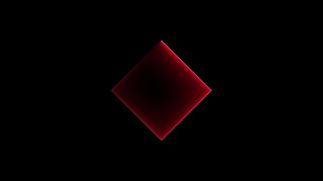 Diamond graphic showcases a red square shape glowing with internal light against a black backdrop, embodying bold minimalist design principles suitable for high-end digital media and branding.