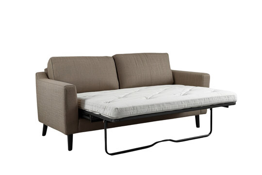 Gray convertible sofa bed opened halfway realistic commercial asset