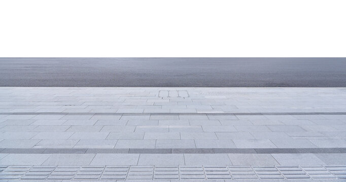 Empty city sidewalk and asphalt road background