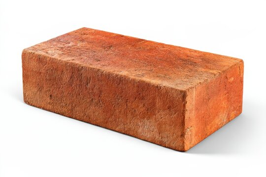Single red brick rests on white surface