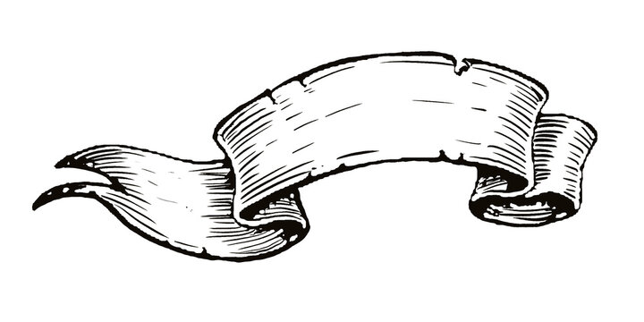 Vintage Blank Ribbon Banner Engraving Illustration