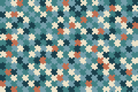 Jigsaw puzzle pattern background in muted colors