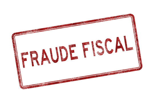 Red distressed Tax Fraud Fraude Fiscal in Spanish stamp isolated on white for warning