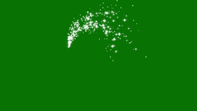 Magical star glitter frame with sparkling white particles, fairy dust trails, glowing bright twinkle effects creating a luxurious seamless transition overlay for green background 4k