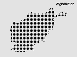 Obraz premium Afghanistan Dotted Map Illustration - Minimalist Black Polka Dot Geography Vector for Data Visualization and Infographics