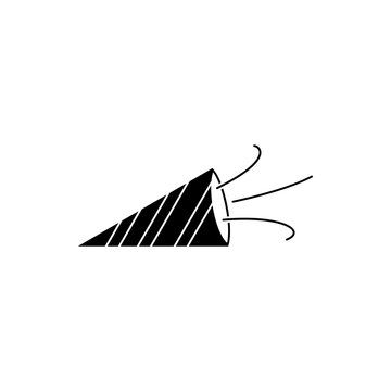 This is a minimalist vector illustration of a Birthday Trumpet icon, featuring a simple, clean, and solid glyph style. The icon can be used as a symbol, sign, or logo