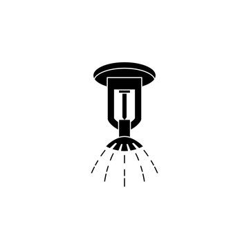 This is a minimalist vector illustration of a Fire Sprinkler icon, featuring a simple, clean, and solid glyph style. The icon can be used as a symbol, sign, or logo.