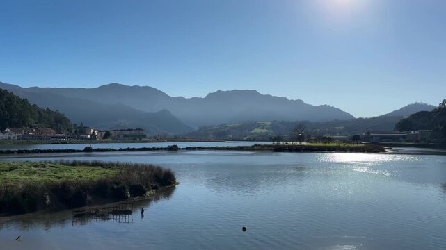 Calm Water and Mountain Valley in Asturias Spain