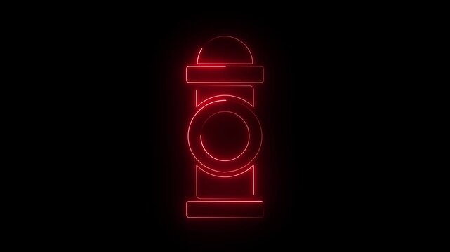 Glowing red fire hydrant neon sign on dark background