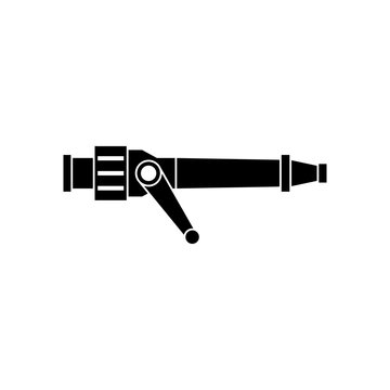 This is a minimalist vector illustration of a Fire Hose Nozzel icon, featuring a simple, clean, and solid glyph style. The icon can be used as a symbol, sign, or logo.