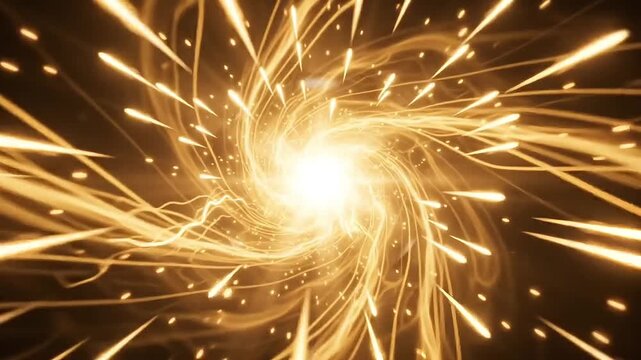Glowing gold quantum reactor core ignites in deep space