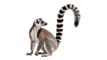 Ring tailed lemur sitting sideways wildlife fauna isolated on transparent background © Thompson-DS
