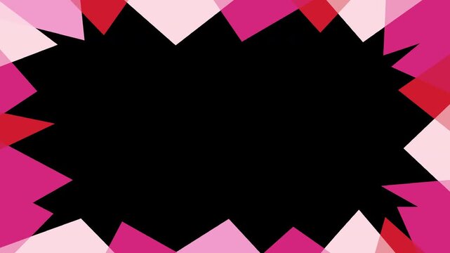Horizontal pulsing triangular geometric frame with transparent background, pink and soft magenta palette.