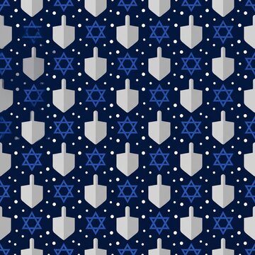Hanukkah Dreidel Star of David Seamless Pattern Vector Gift Wrap