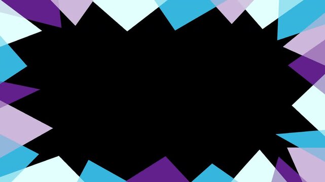 Horizontal pulsing triangular geometric frame with transparent background, blue and purple palette.