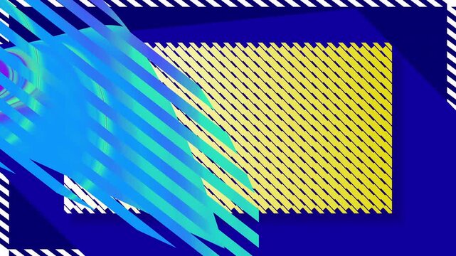Abstract creative motion colorful stripe with yellow weave pattern on blue background. Video animation Ultra HD 4k footage.