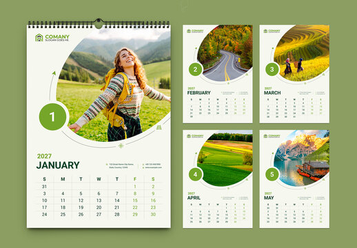 Travel Adventure 2027 Wall Calendar Template
