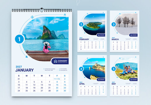 Travel Agency 2027 Wall Calendar Template Design