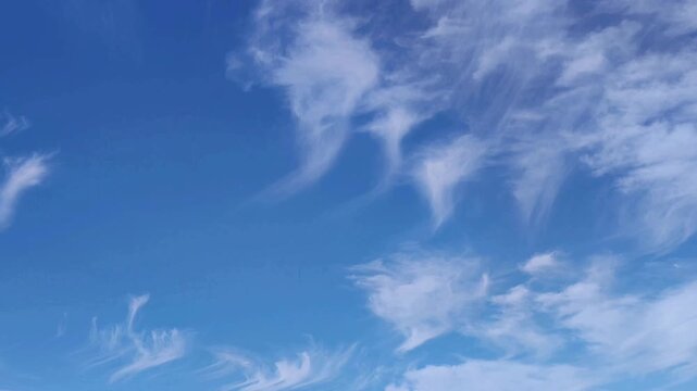 Blue sky with cirrus clouds early