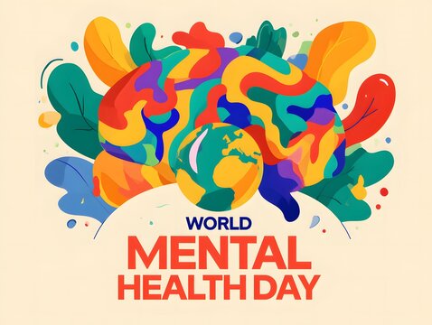 Colorful world mental health day illustration