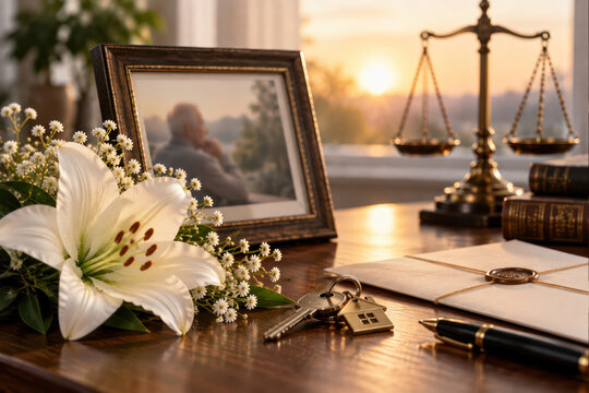 Inherited Home and Estate Settlement with House Keys and Legal Documents