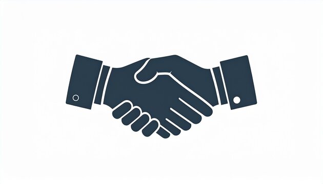 Black and white handshake business agreement icon.