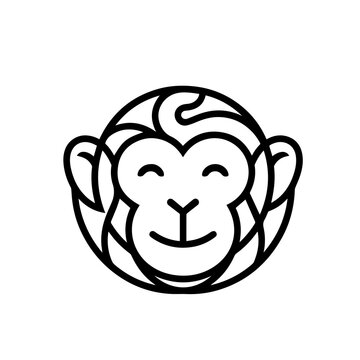 monkey logo head simple flat desgin.black.