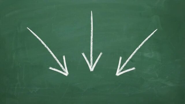 Hand Drawn White Triple Arrows Pointing Down Green Screen Overlay Animation