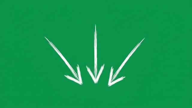 Hand Drawn White Triple Arrows Pointing Down Green Screen Overlay Animation