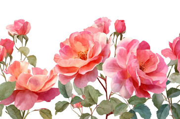 Fototapeta premium PNG Vibrant watercolor roses bloom beautifully.